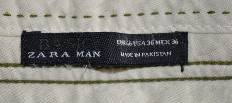 Zara Men étiquette