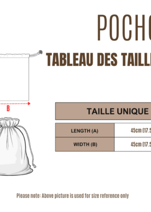 Large pochon (45 x 45 cm) tableau des tailles