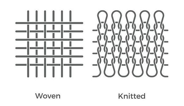 Woven and knit textile samples displayed together